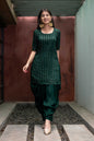 Women's Bottle Green Zari Work Patiala Set (2pc Set)