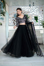 Women's Black And Silver Lehenga