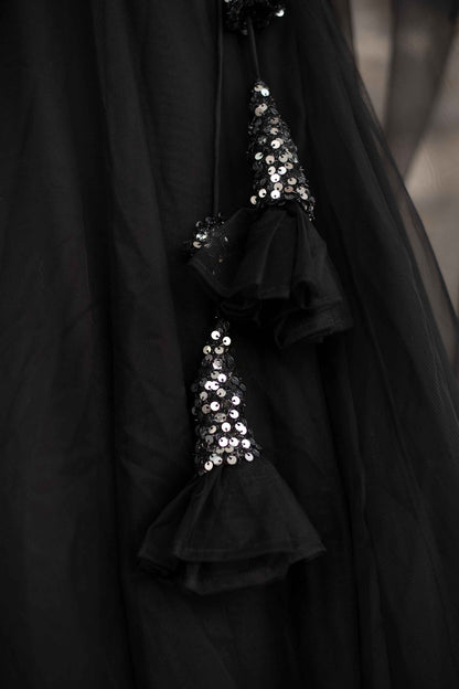 Women's Black And Silver Lehenga