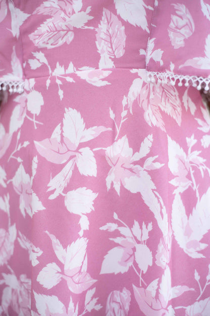 Women's Pink Floral Lace Dress