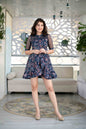 Women's Dark Blue Floral Ruffle Dress (1pc)