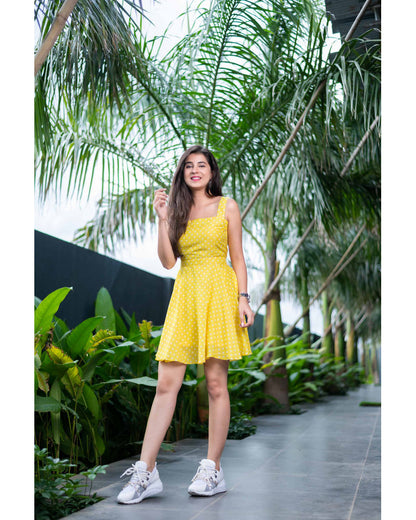 Women's Polka Dot Bow Tie Dress Y