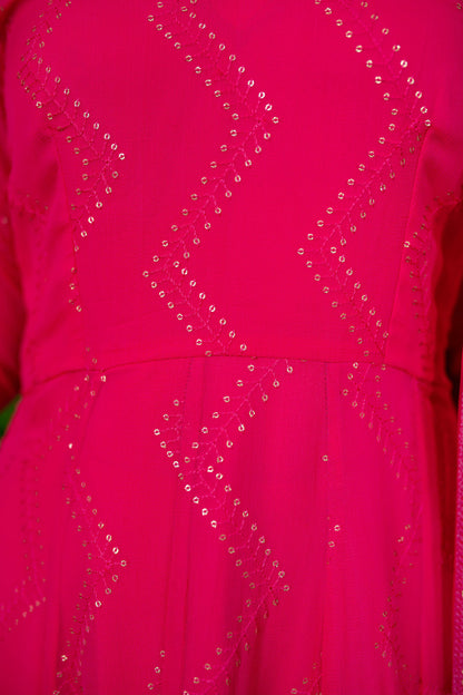 Women's Pink Thread Work Anarkali