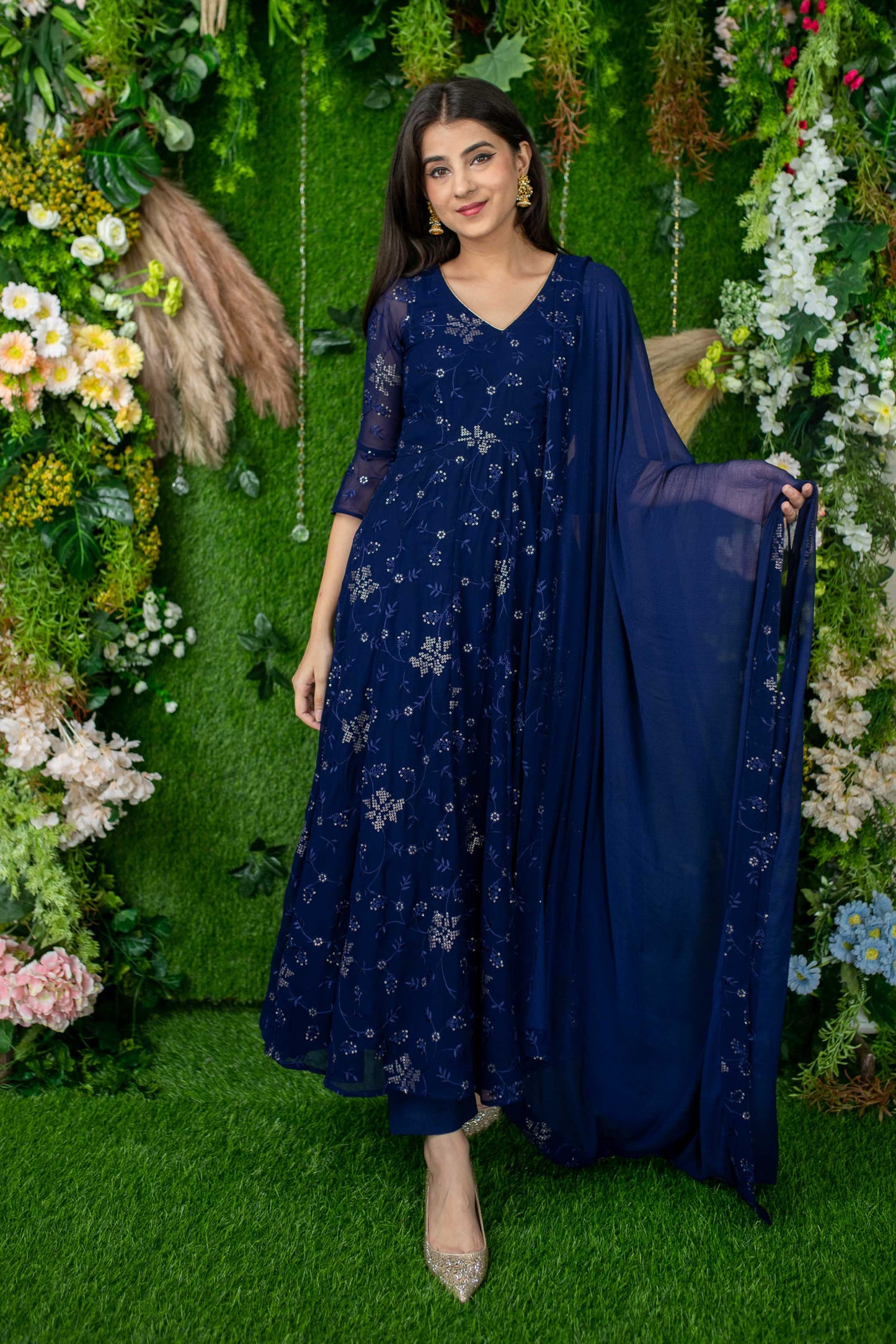 Women's Imperial Blue Anarkali Set