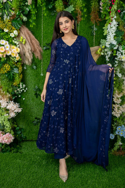 Women's Imperial Blue Anarkali Set