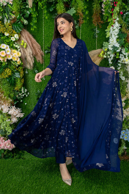 Women's Imperial Blue Anarkali Set
