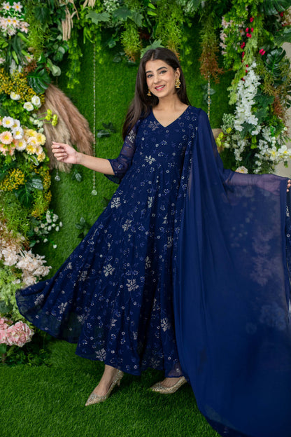 Women's Imperial Blue Anarkali Set
