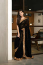 Women's Black Georgette Saree With Blouse by Label Sha