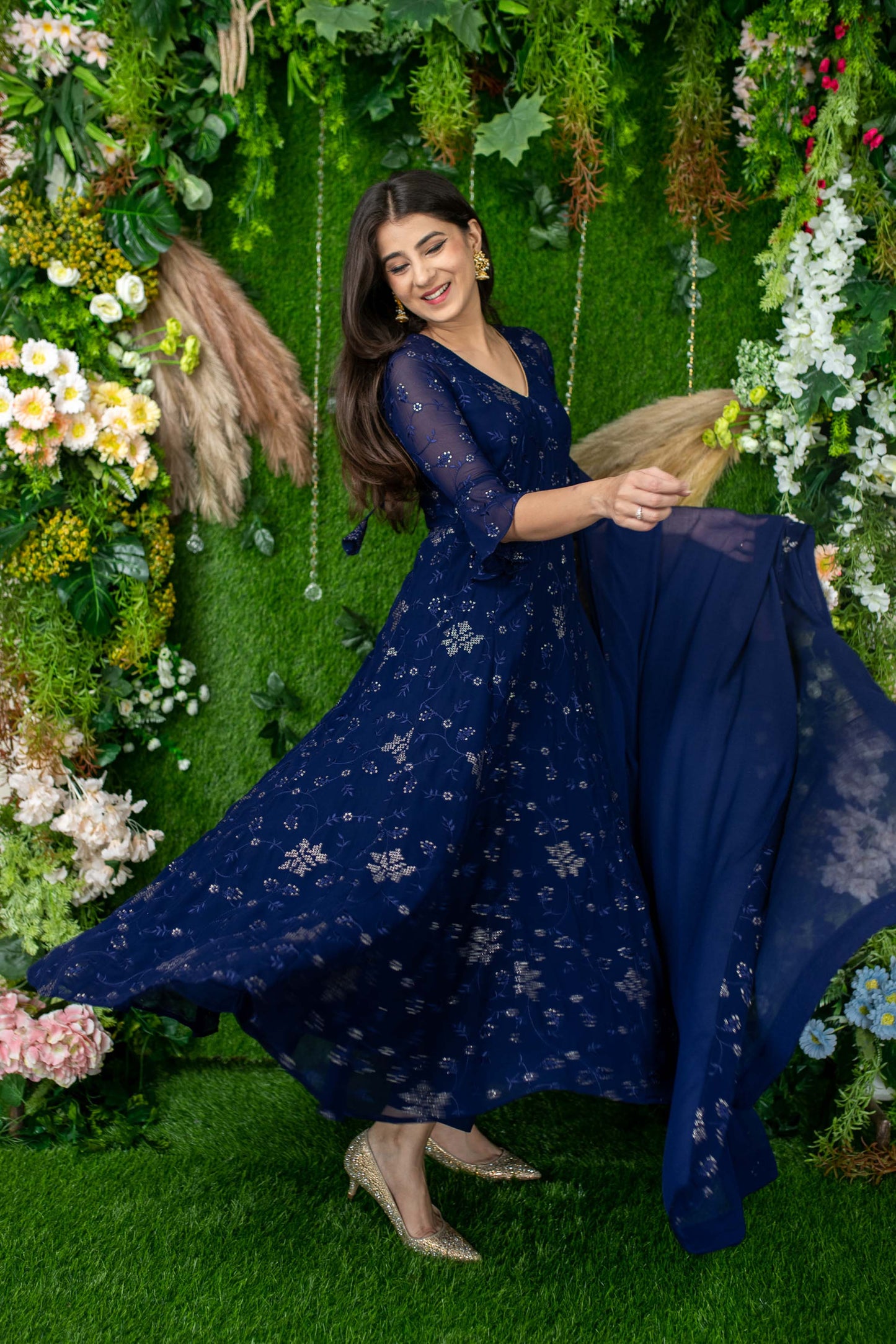 Women's Imperial Blue Anarkali Set