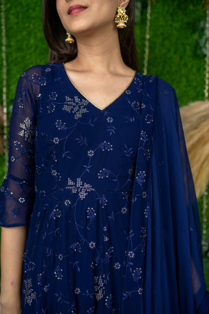 Women's Imperial Blue Anarkali Set