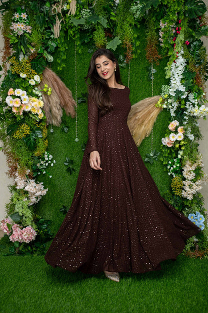 Women's Brown Ethnic Gown