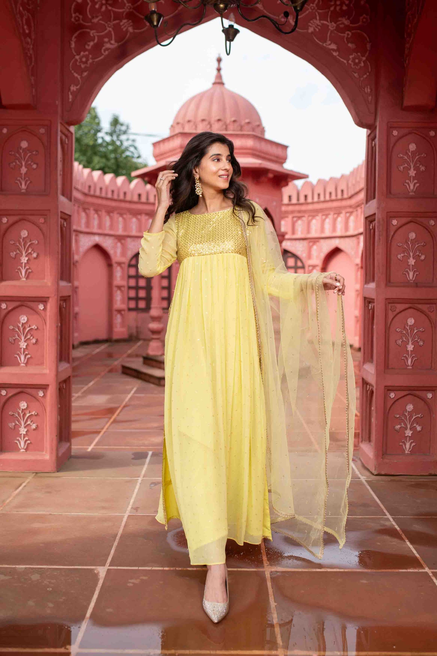 Women's Light Yellow Nayra KurtaÂ Set