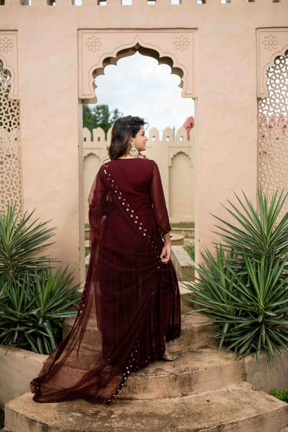 Women's Maroon nayra cut kurtaÂ set