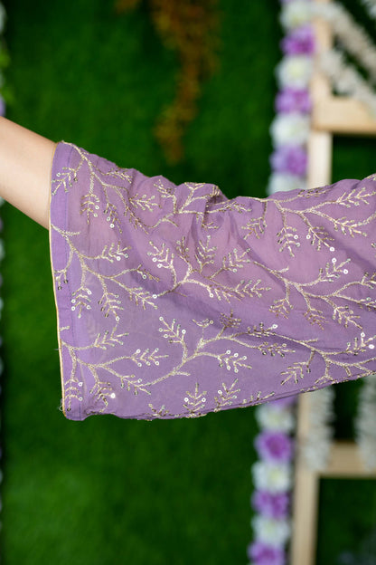 Women's Violet Gold Thread Work Anarkali
