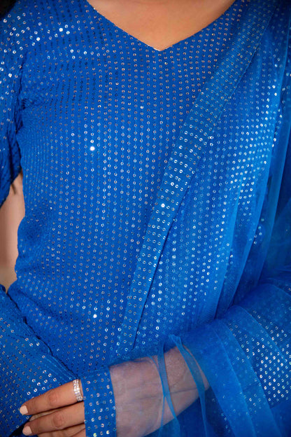 Women's Electric Blue Patialla Set