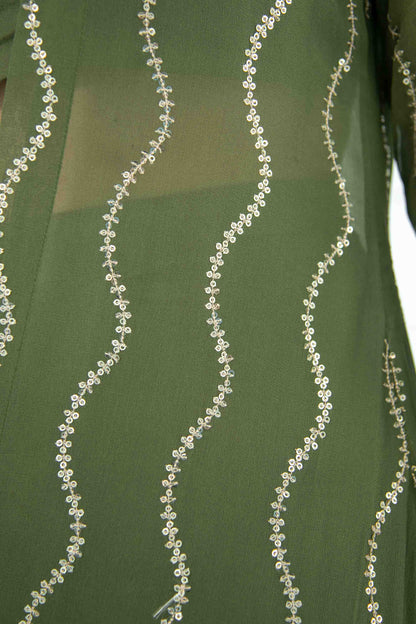 Women's Olive Skirt Dhoti With Jacket