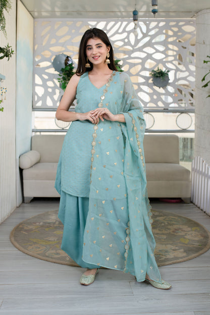 Women's Light Mint Patiala Set (3pcs set)