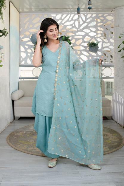 Women's Light Mint Patiala Set