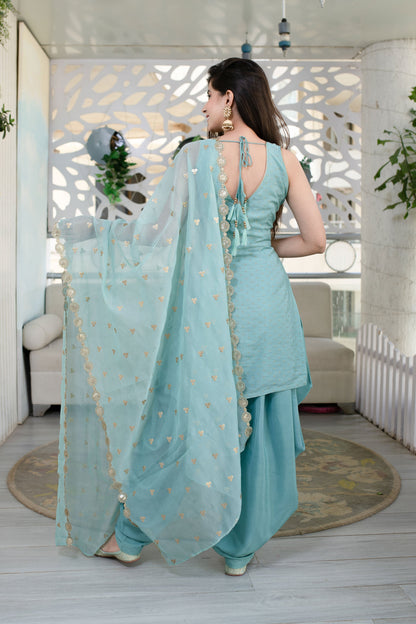 Women's Light Mint Patiala Set