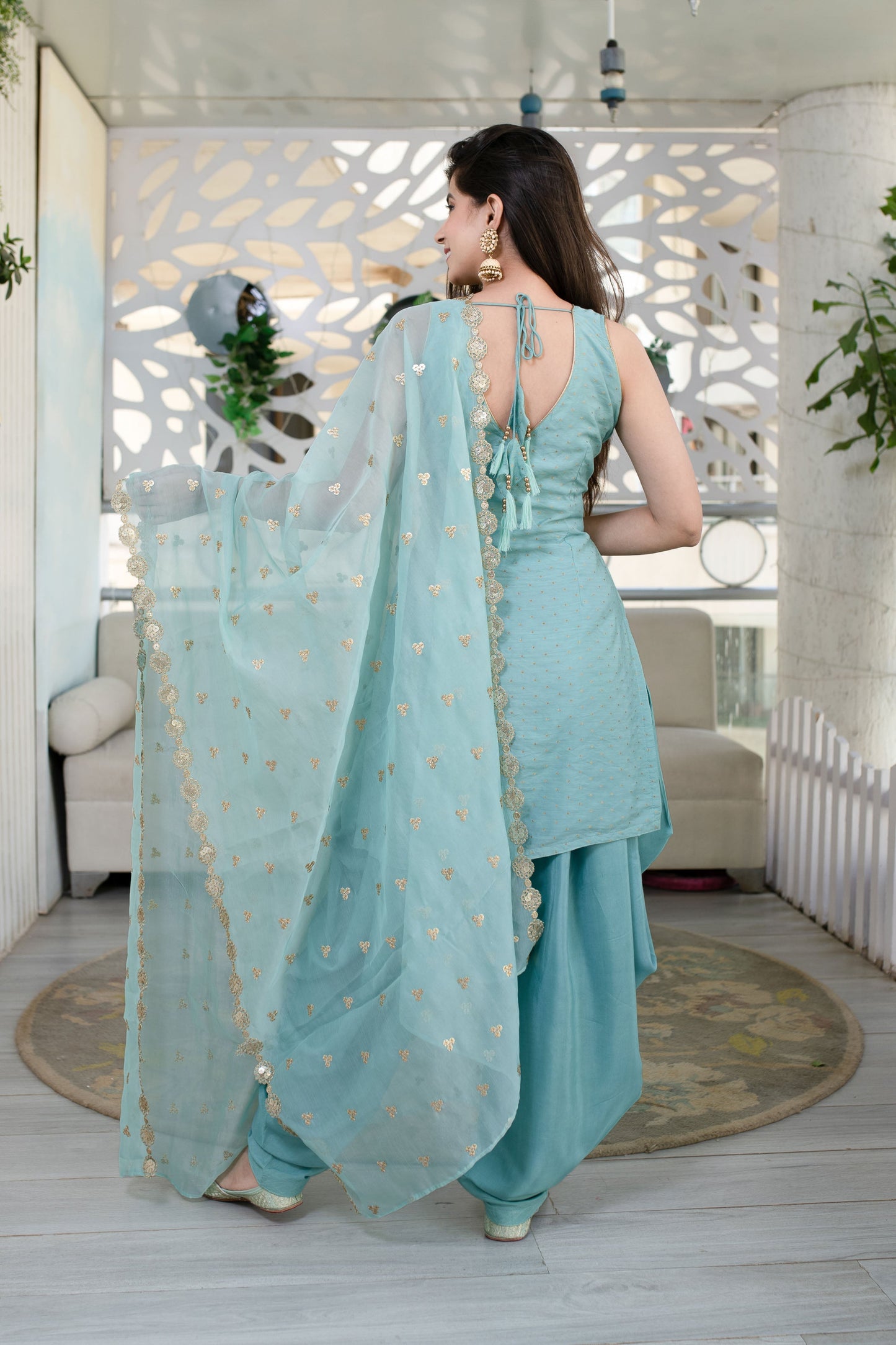 Women's Light Mint Patiala Set (3pcs set)