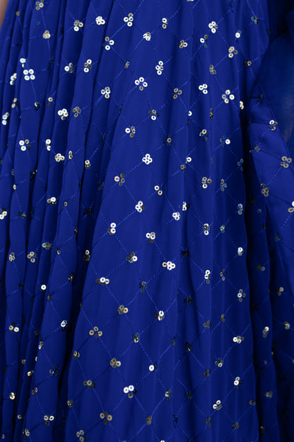 Women's Royal Blue Lehenga (3 Pc Set)