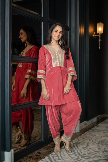 Women's Velvet Dusty Coord Set