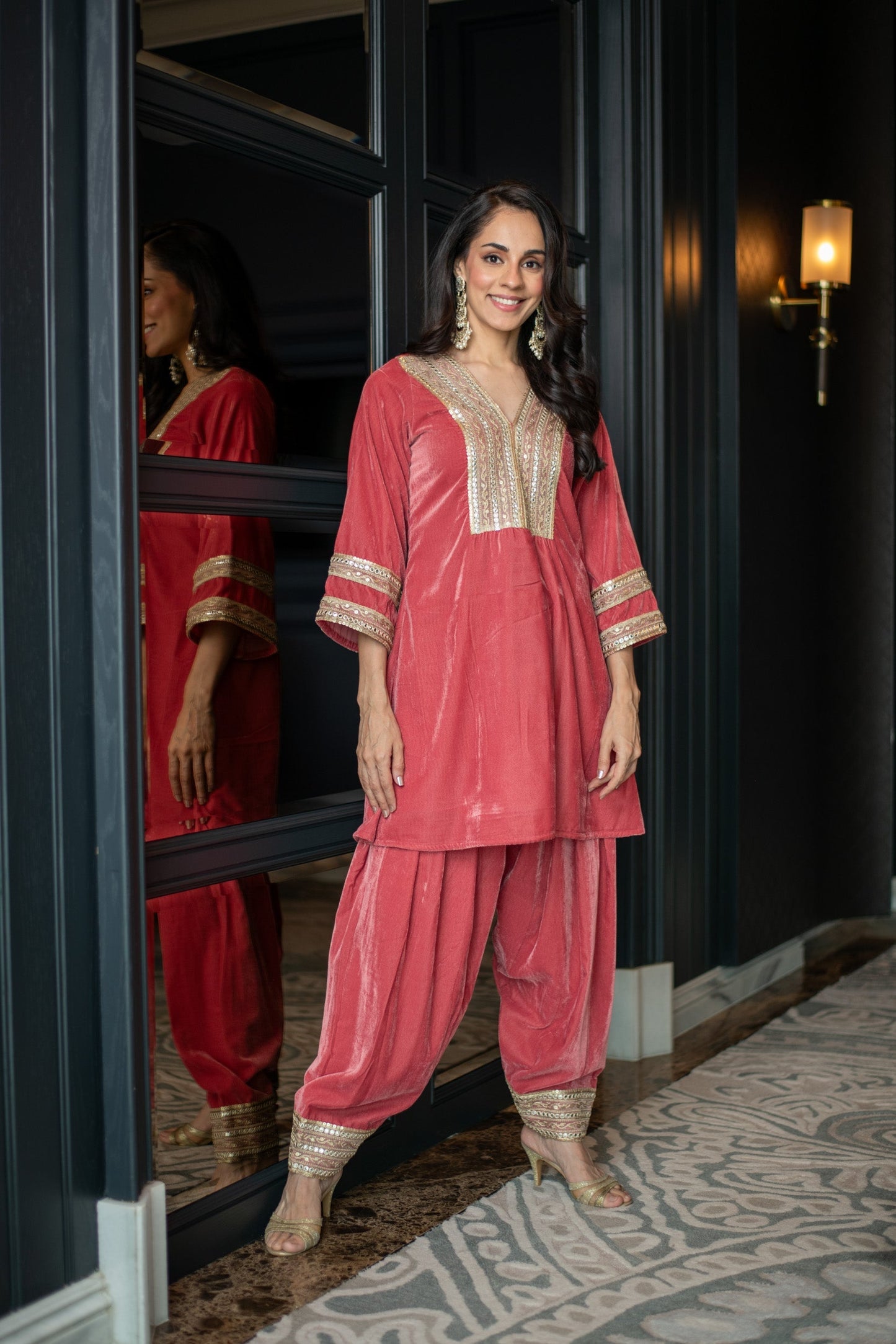 Women's Velvet Dusty Coord Set