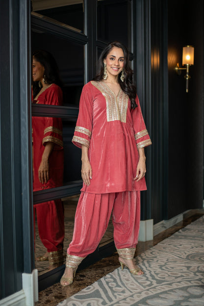 Women's Velvet Dusty Coord Set