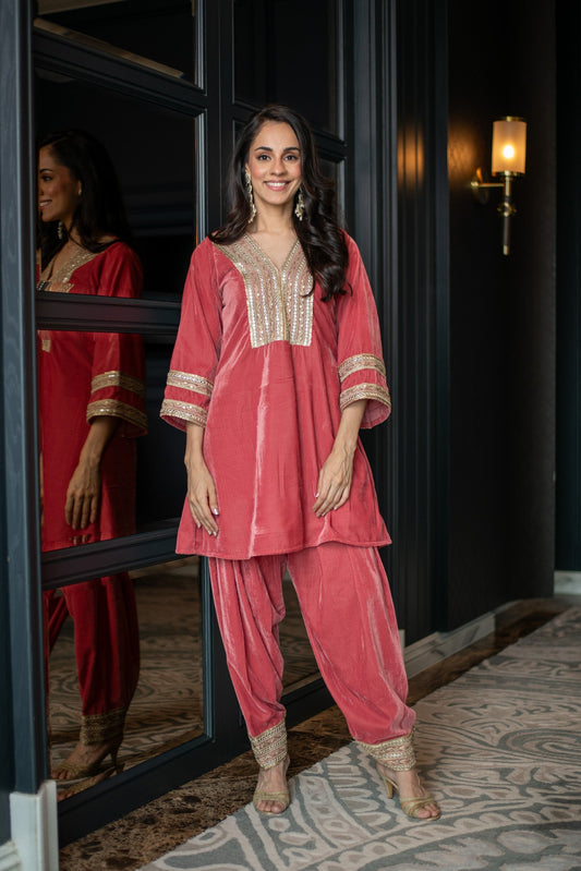 Women's Velvet Dusty Coord Set