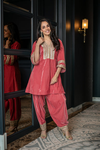 Women's Velvet Dusty Coord Set