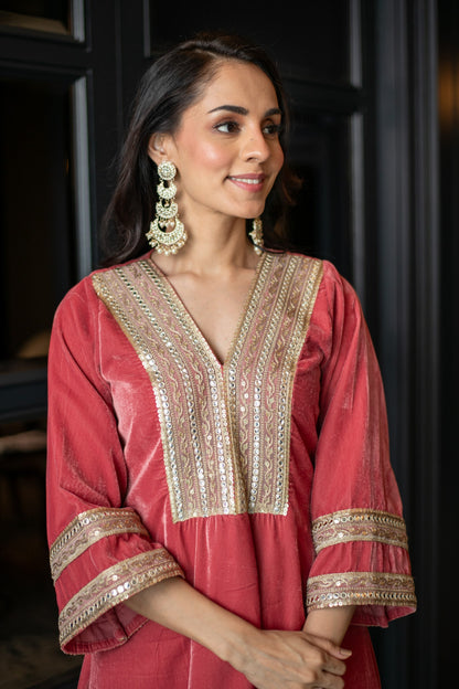 Women's Velvet Dusty Coord Set