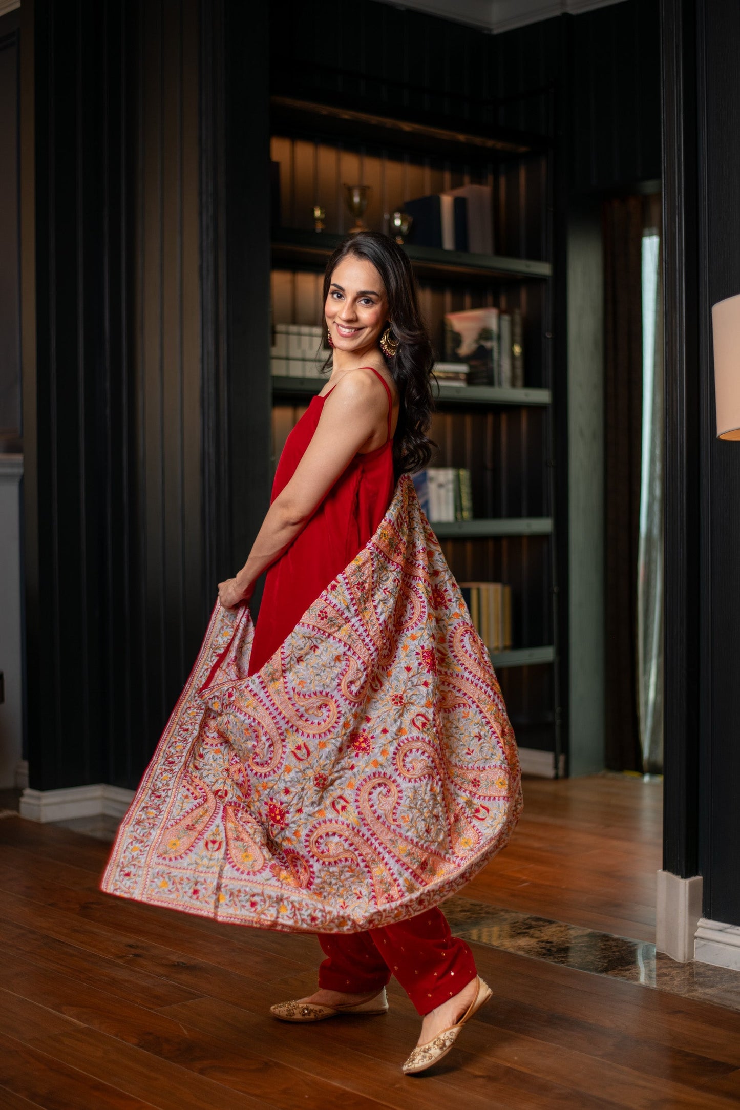 Women's Red Velvet Salwar With Heavy Dupatta