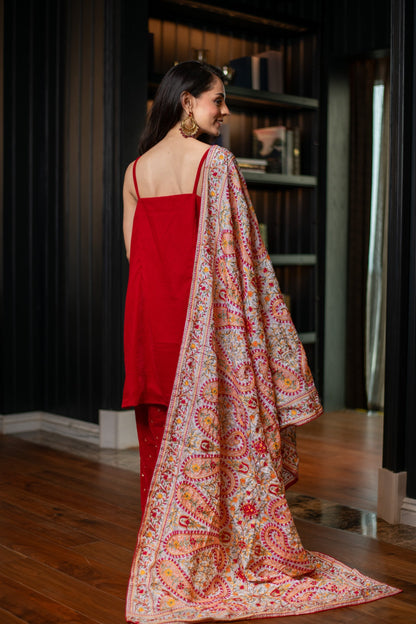 Women's Red Velvet Salwar With Heavy Dupatta