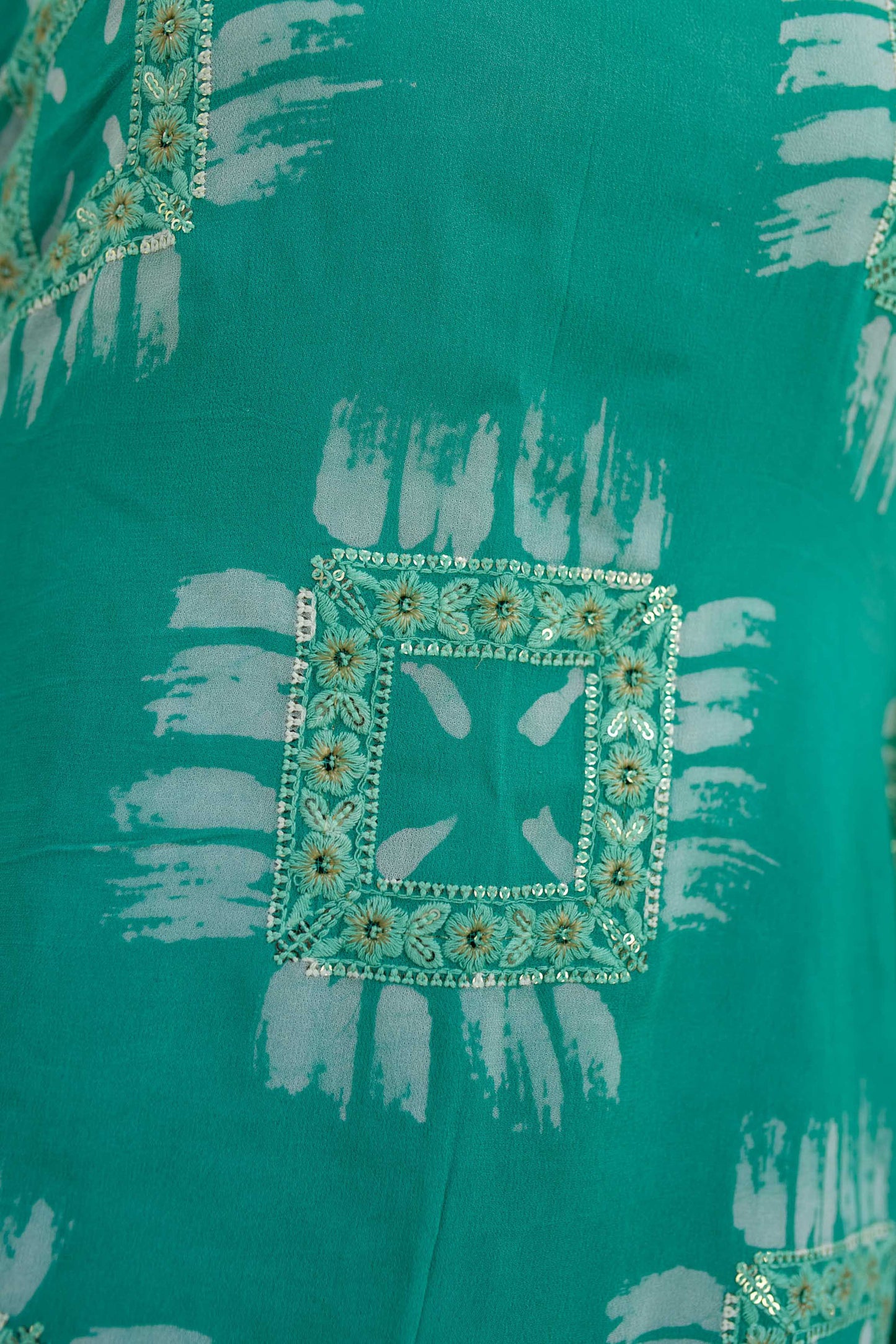 Women's Sea Green Thread And Sequin Work Kaftan (1pc)