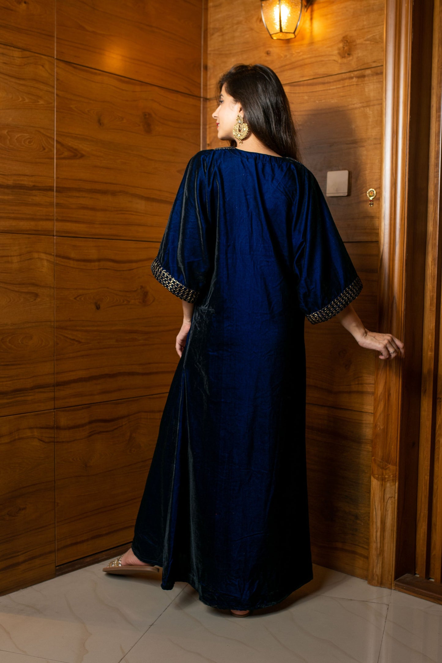 Women's Royal Blue Velvet Kaftan