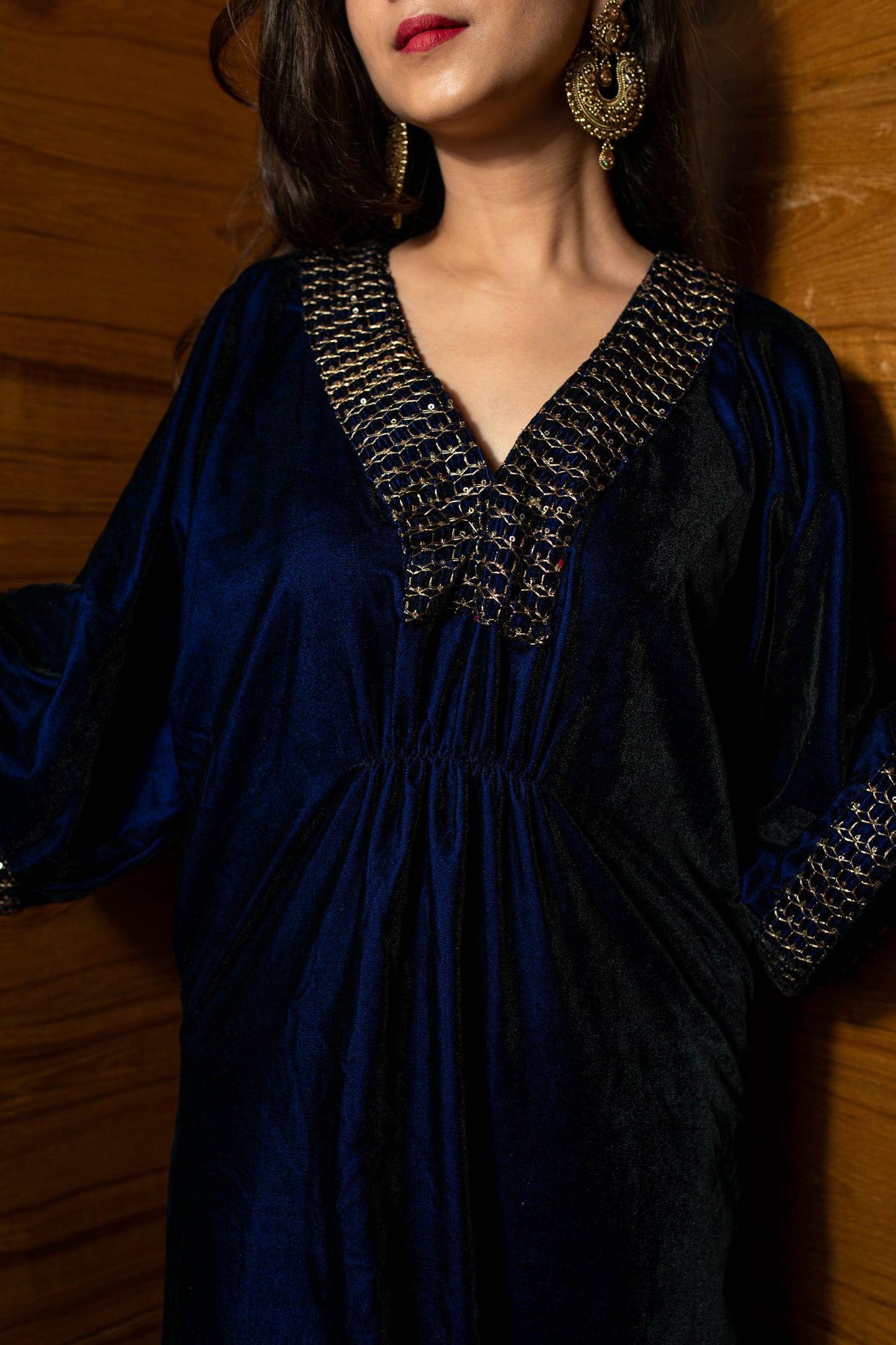 Women's Royal Blue Velvet Kaftan