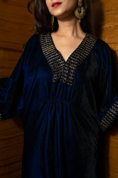 Women's Royal Blue Velvet Kaftan