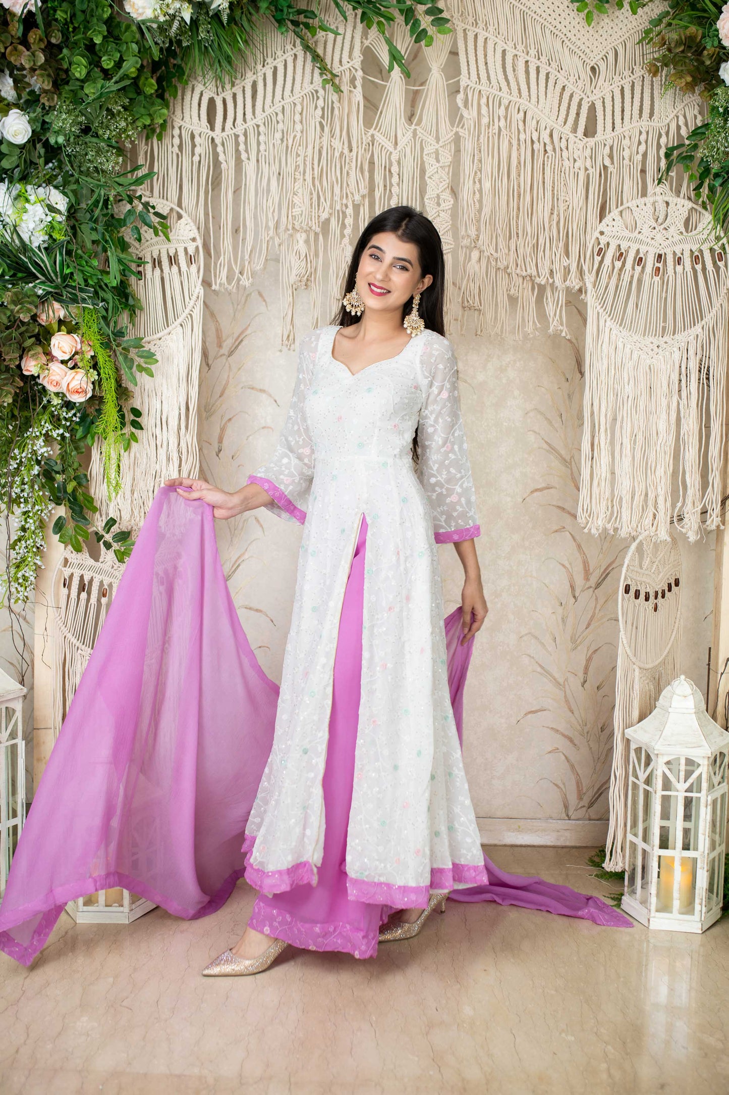 Women's White And Lavender (3pcs set) - Anarka
