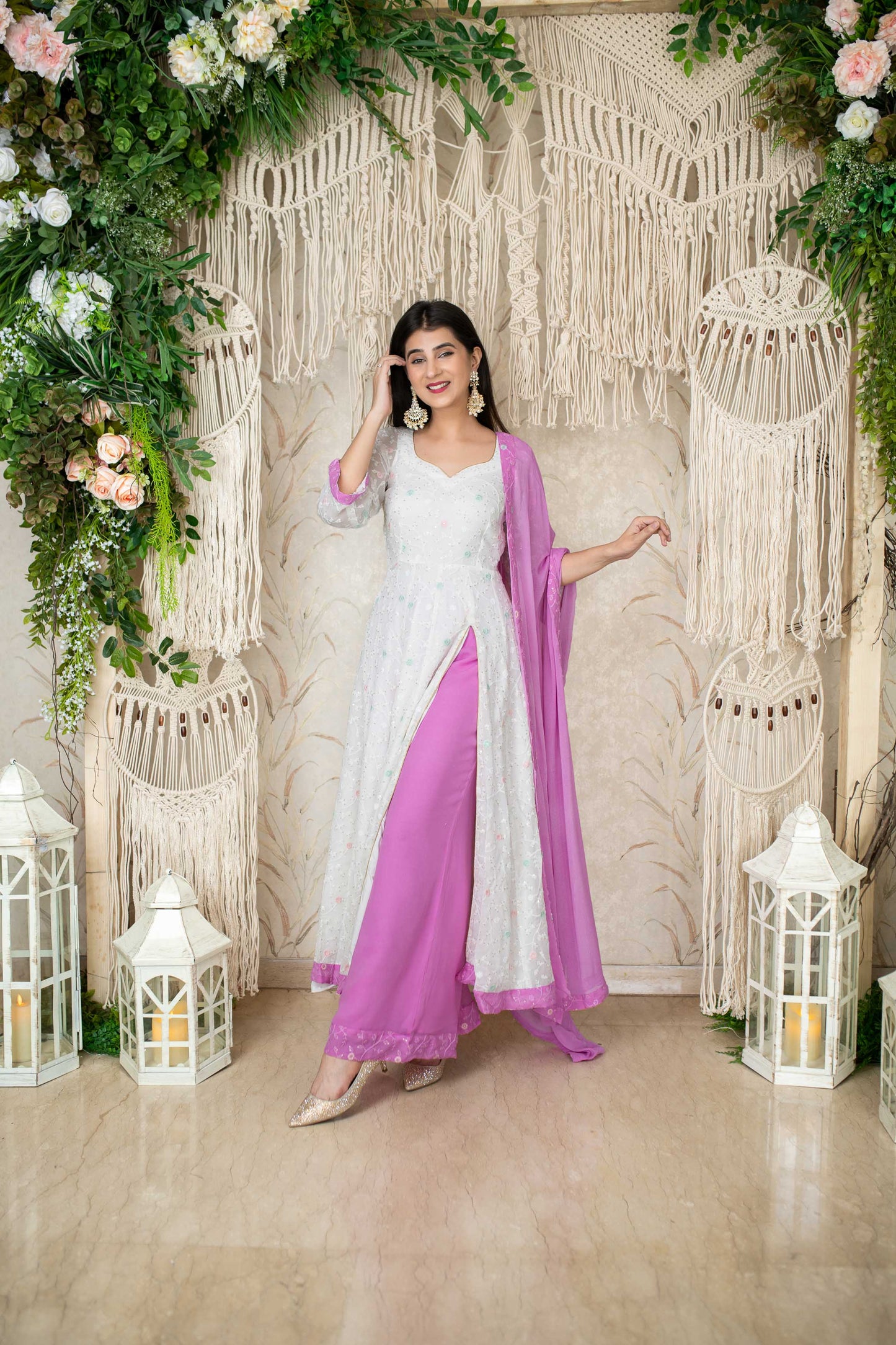 Women's White And Lavender (3pcs set) - Anarka