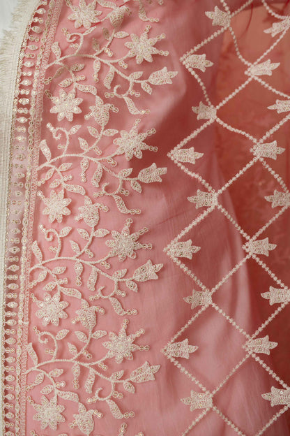 Women's White Kurta With Red Thread Work Dupatta