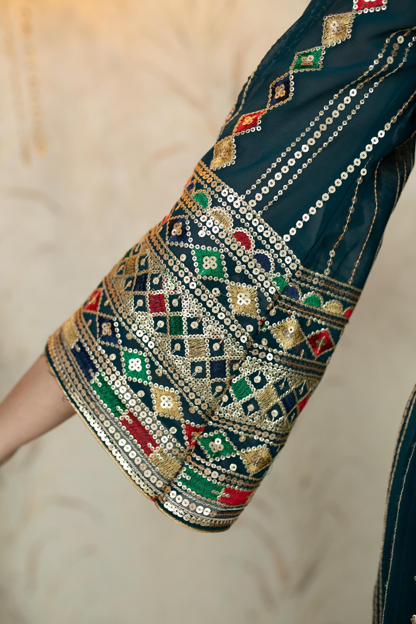 Women's Teal Blue Peplum Kurta With Sharara