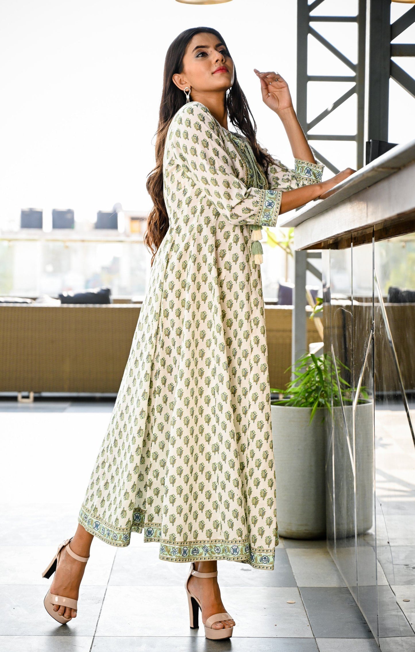 Women's White Handblock Dress