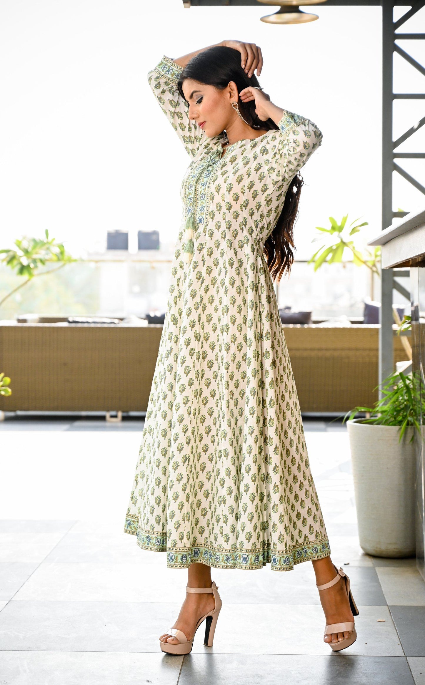Women's White Handblock Dress