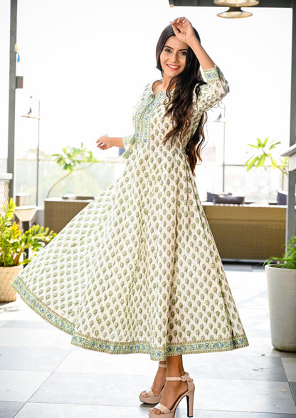 Women's White Handblock Dress