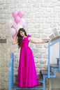 Women's Pink Bow Long Dress (1pc)