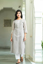 Women's Grey Printed Kurta Set