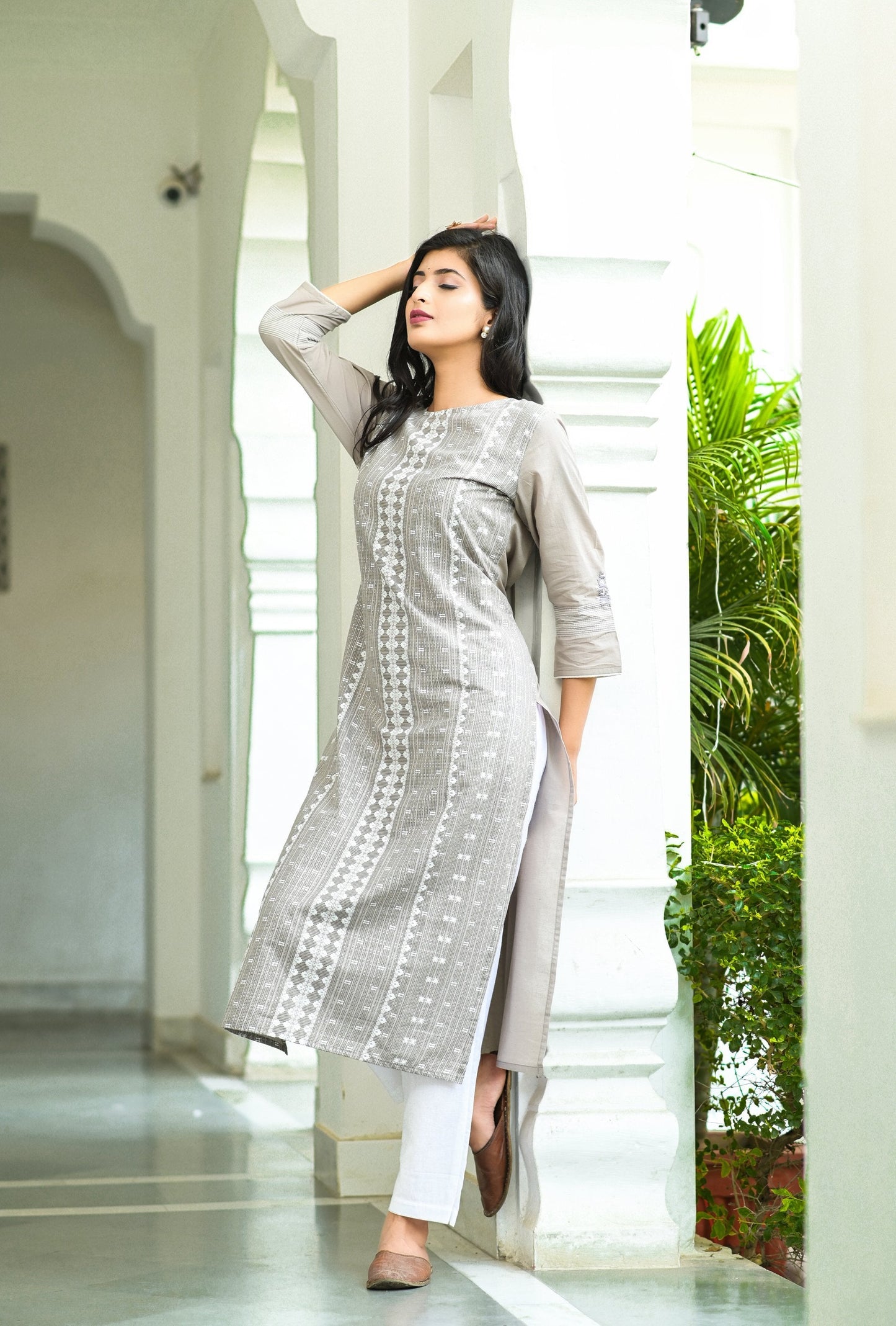 Women's Grey Printed Kurta Set