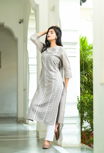 Women's Grey Printed Kurta Set