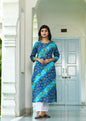 Women's Blue Bandhani Printed Kurta