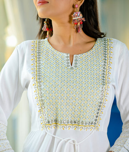 Women's White Embroidered Dress